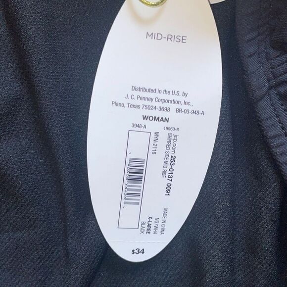 Mynah NEW $34 Mid-Rise Shirred Side Medium Coverage Bikini Bottom XL Black - Picture 7 of 8